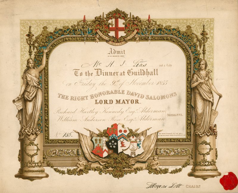 Zaproszenie na bankiet w Guildhall w Londynie, 9 listopada 1855 r. autorstwa English School