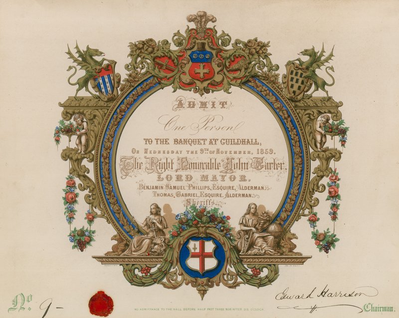Zaproszenie na bankiet w Guildhall w Londynie 9 listopada 1859 r autorstwa English School