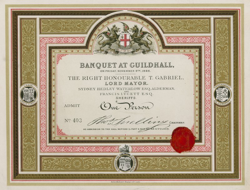 Zaproszenie na bankiet w Guildhall w Londynie, 9 listopada 1866 r autorstwa English School