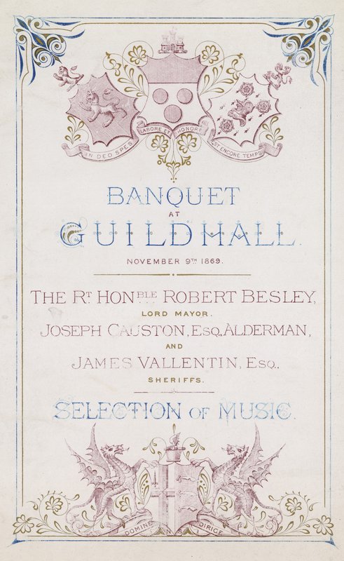 Zaproszenie na bankiet w Guildhall w Londynie 9 listopada 1869 r autorstwa English School