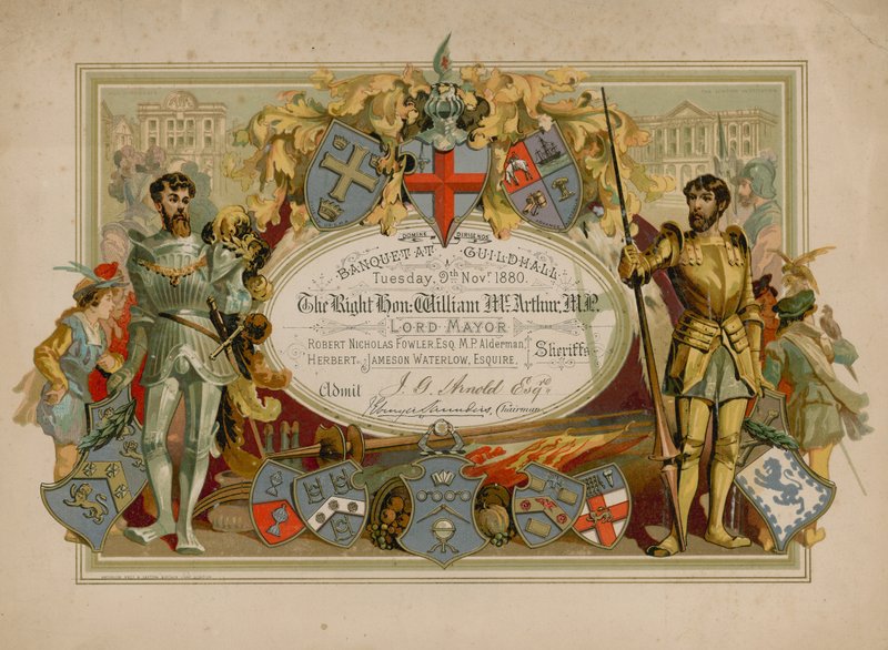 Zaproszenie na bankiet w Guildhall w Londynie, 9 listopada 1880 r autorstwa English School