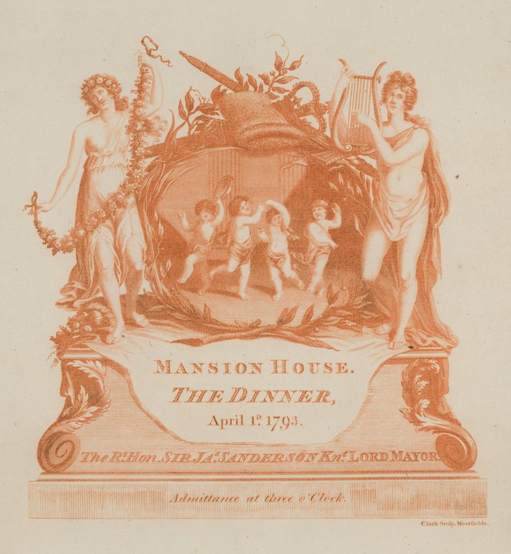 Zaproszenie na kolację w Mansion House w Londynie 1 kwietnia 1793 r. autorstwa English School
