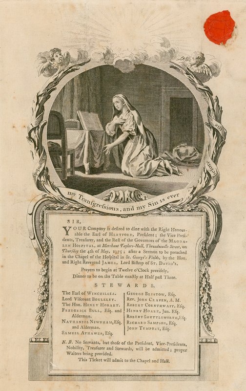 Zaproszenie na obiad z szanownym hrabią Hertford w dniu 4 maja 1775 r. autorstwa English School