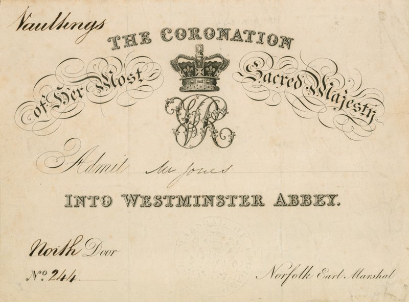 Zaproszenie na koronację Jej Najświętszej Królewskiej Mości w Opactwie Westminsterskim, 28 czerwca 1838 r autorstwa English School