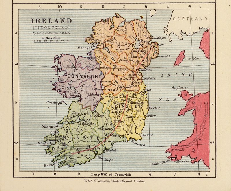 Irlandia, okres Tudorów (litografia kolorowa) autorstwa English School