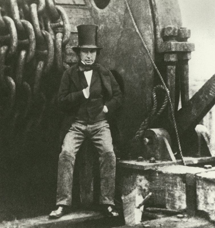 Isambard Kingdom Brunel, inżynier, podczas budowy Wielkiego Wschodu (rycina) autorstwa English School