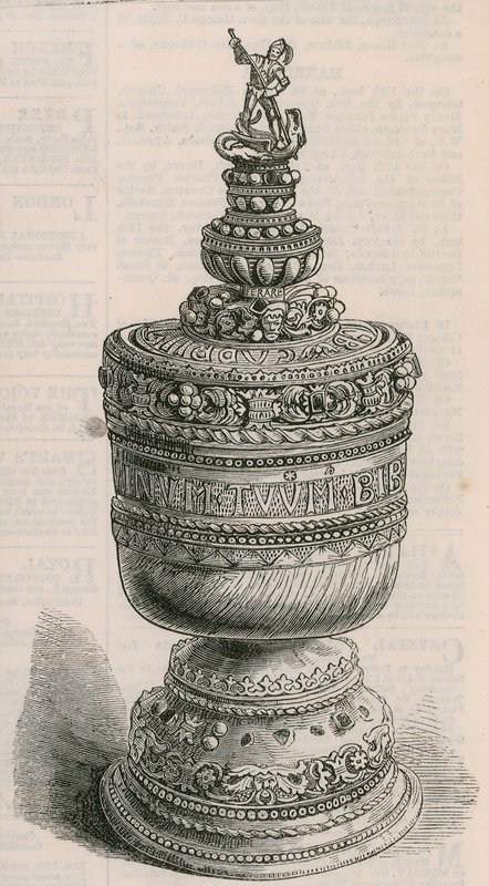 Ivory Grace Cup of Thomas aBecket, oprawiony w złoto autorstwa English School
