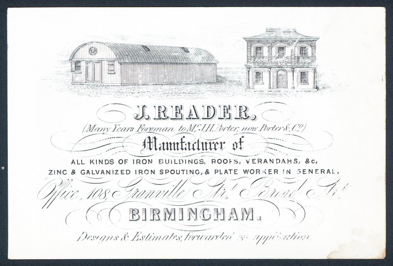 J Reader, brygadzista Porter & Co, karta handlowa autorstwa English School