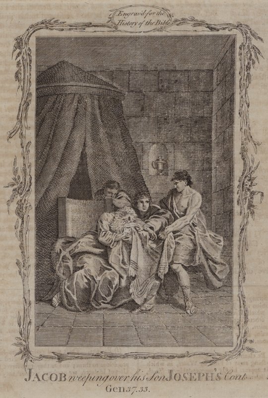 Jakub płaczący nad płaszczem swojego syna Józefa (grawerunek) autorstwa English School