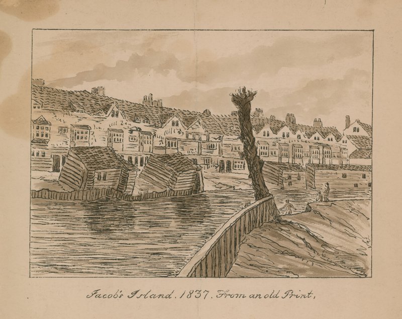 Jacobs Island w Bermondsey (atrament na papierze) autorstwa English School