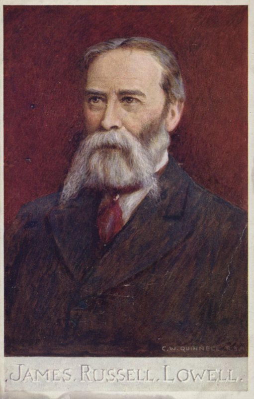 James Russell Lowell (1819-1891), amerykański poeta i dyplomata (kolorowa litografia) autorstwa English School