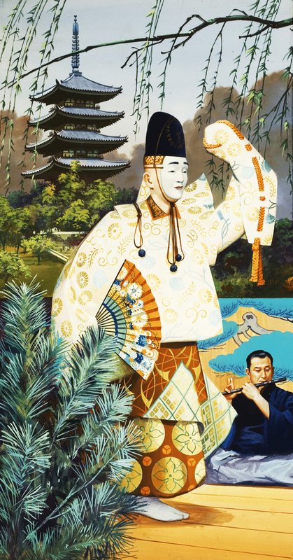 Japońscy tancerze Noh autorstwa English School