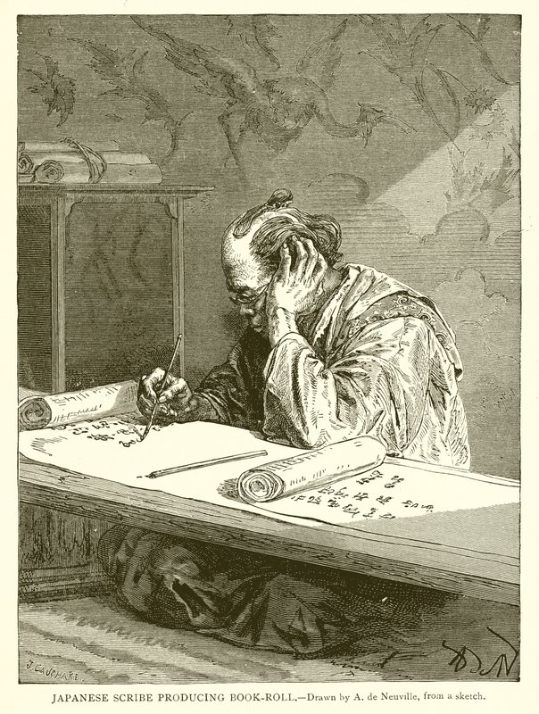 Japoński skryba produkujący Book-Roll autorstwa English School