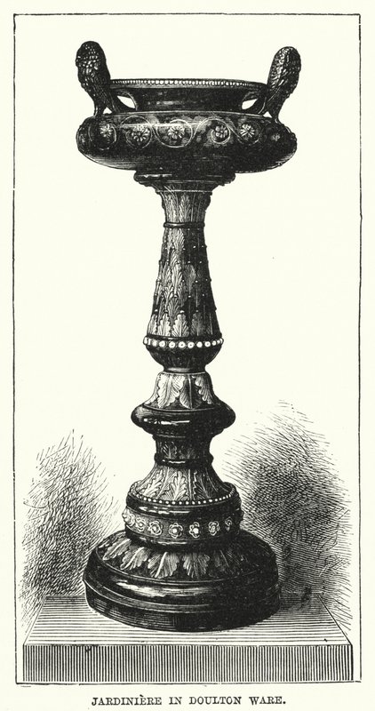 Jardiniere w Doulton ware (grawerowanie) autorstwa English School