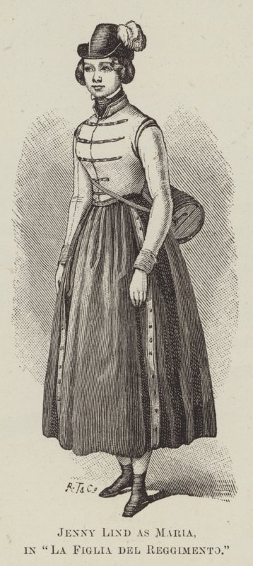 Jenny Lind jako Maria w „Córce pułku” (rycina) autorstwa English School