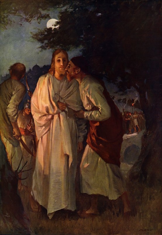 Jezus i Judasz (kolor lito) autorstwa English School