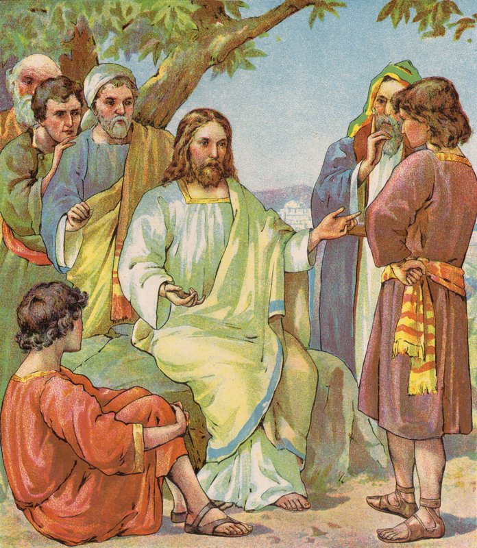 Jezus i jego uczniowie (kolorowa litografia) autorstwa English School
