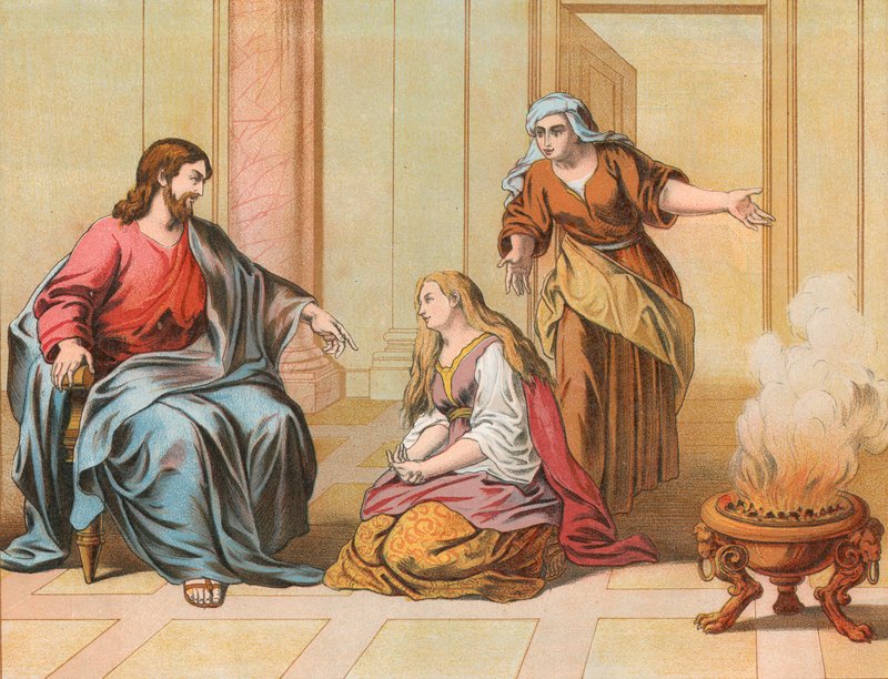 Jezus w domu Marty i Marii autorstwa English School
