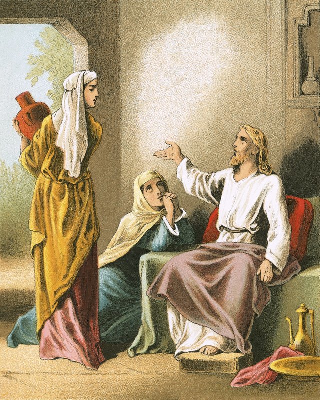 Jezus w domu Marty i Marii autorstwa English School
