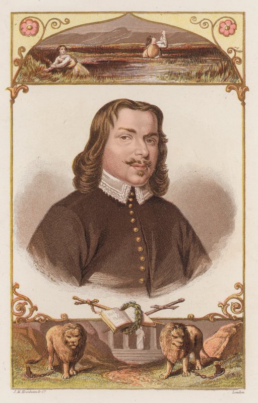 John Bunyan, portret (kolorowy grawerunek) autorstwa English School