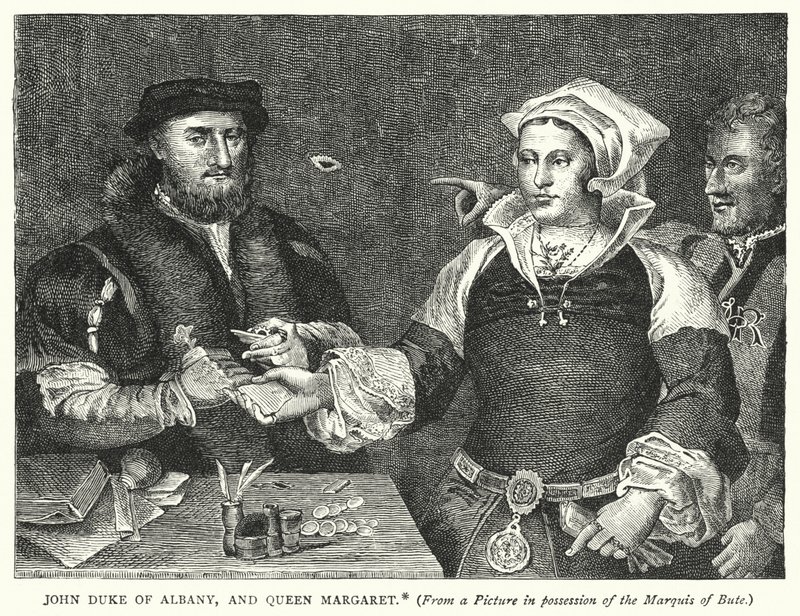 Jan, książę Albany, i królowa Małgorzata (rycina) autorstwa English School