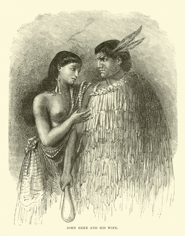 John Heke i jego żona autorstwa English School