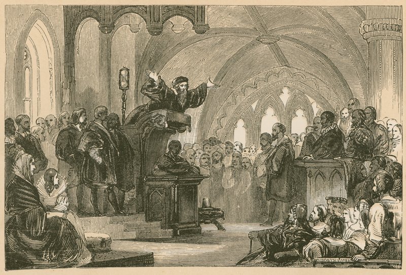 John Knox głosił w St. Andrews autorstwa English School