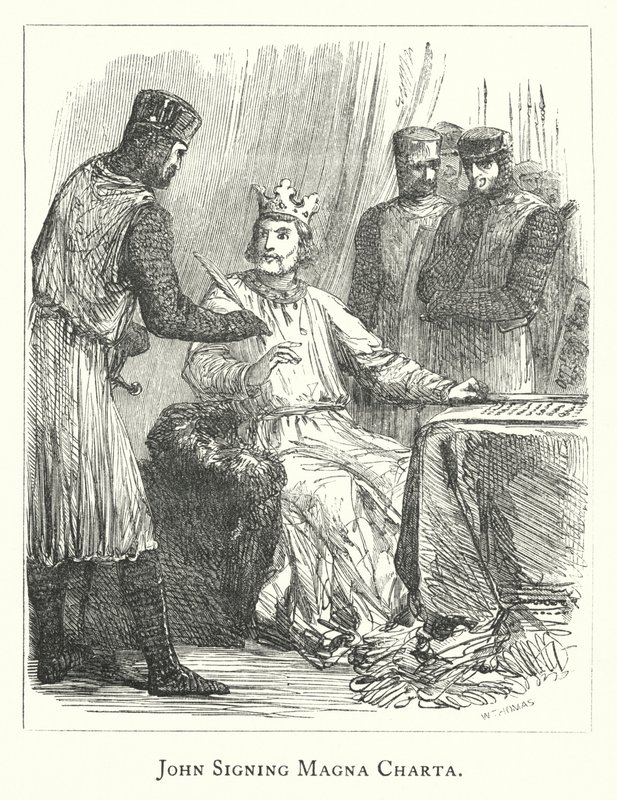 John podpisujący Magna Charta (grawerunek) autorstwa English School