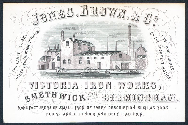 Jones, Brown & Co, Victoria Iron Works, karta handlowa autorstwa English School