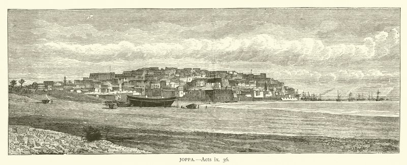 Joppa, Dzieje Apostolskie, IX, 36 (rycina) autorstwa English School