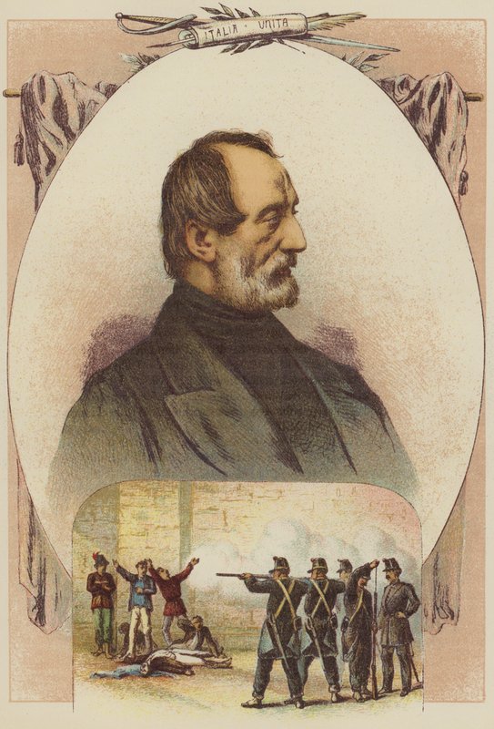Joseph Mazzini, Obywatele zastrzeleni za czytanie Dziennika Mazziniego (kolor lito) autorstwa English School