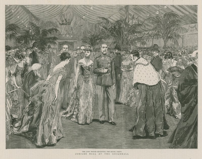 Bal jubileuszowy w Guildhall w Londynie; Lord Burmistrz odbierający Partię Królewską autorstwa English School