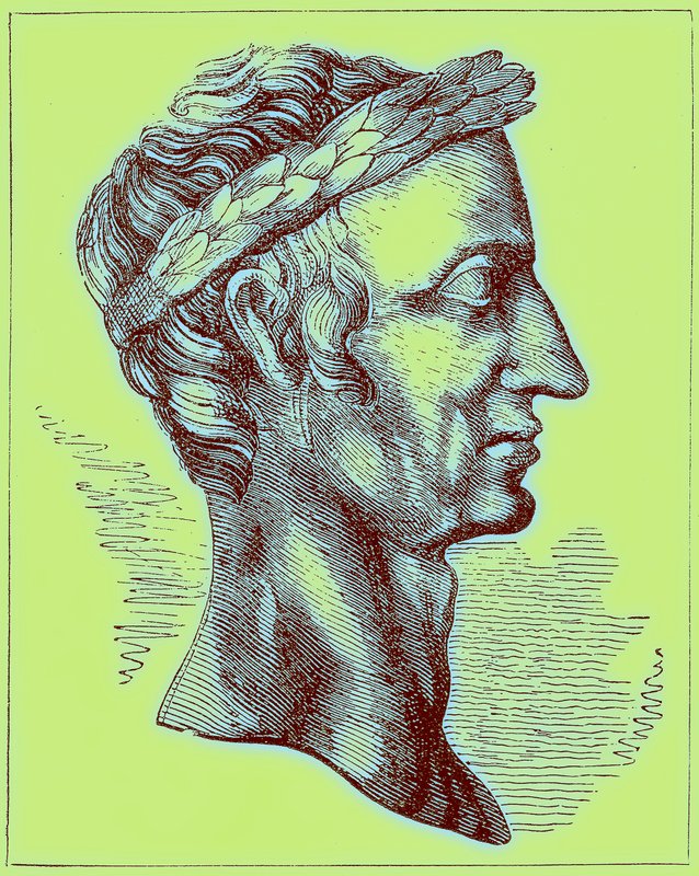 Juliusz Cezar, ilustracja z Ilustrowanej Historii Świata, wydana ok. 1880 r. (obraz ulepszony cyfrowo) autorstwa English School