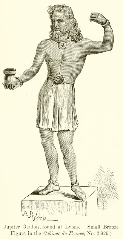Jupiter Gaulois znaleziony w Lyonie. (Mała figurka z brązu w Cabinet de France, nr 2,929) (rycina) autorstwa English School