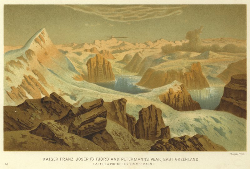 Kaiser Franz-Josephs-Fjord i Petermanns Peak, Wschodnia Grenlandia autorstwa English School