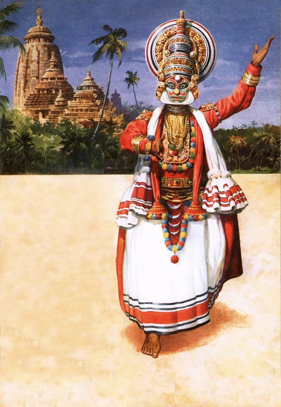 Kathakali, jeden z najbardziej kolorowych tańców Indii autorstwa English School