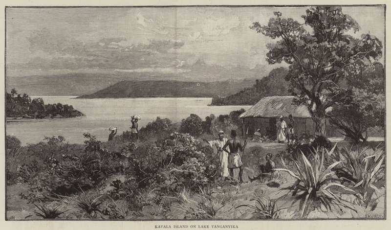 Lake Island na jeziorze Tanganika (Engirving) autorstwa English School