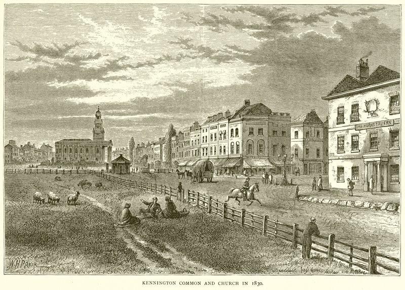 Kennington Common i Kościół w 1830 r. autorstwa English School