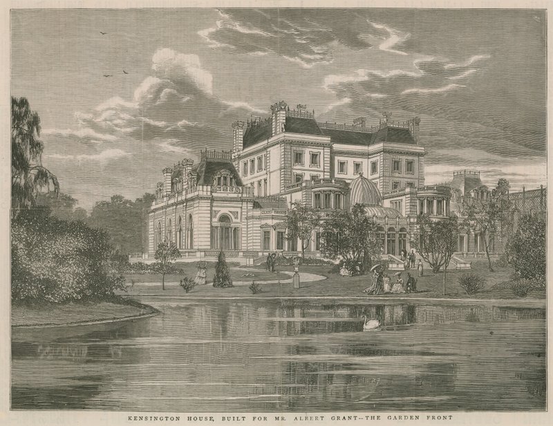Kensington House, zbudowany dla pana Alberta Granta, front ogrodu autorstwa English School
