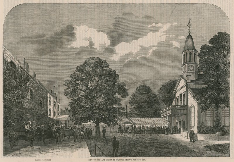 Kew Church i Green w dniu ślubu księżniczki Marys autorstwa English School