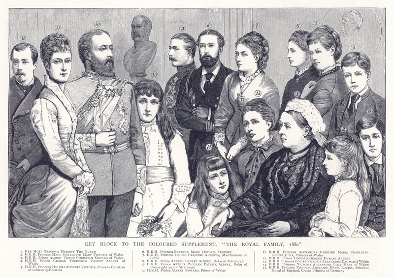 Kluczowy blok do kolorowego dodatku, Rodzina królewska, 1880 autorstwa English School