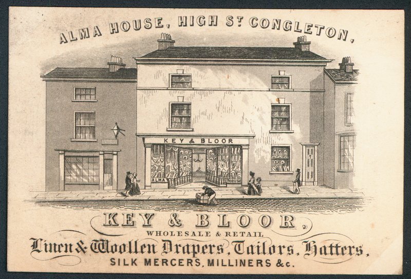 Key and Bloor, sprzedaż hurtowa i detaliczna sukien lnianych i wełnianych, krawcy, kapelusznicy, jedwabni mercers, modniczki autorstwa English School