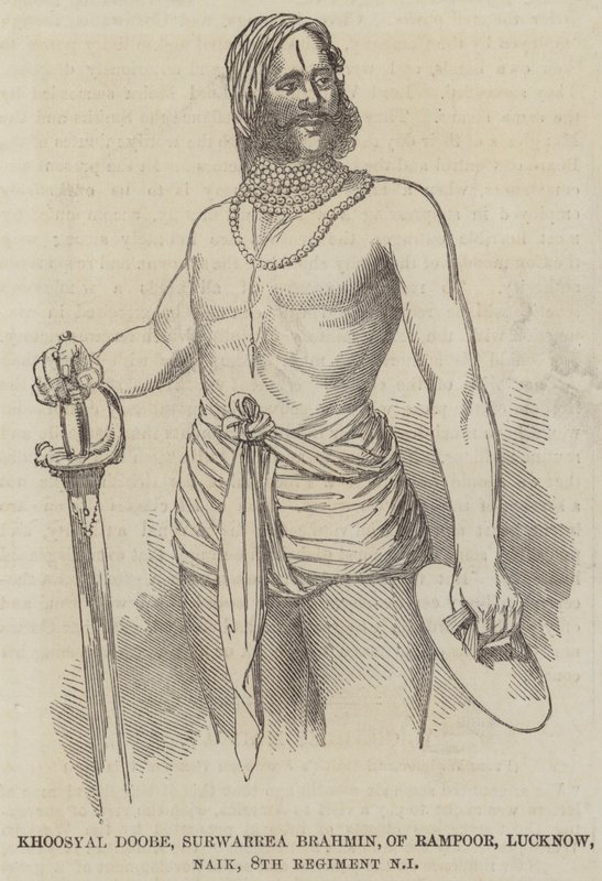 Khushal Dubey, Survarara Brahmin, z Rampur, Lukno, Nayak, 6. Pułku Piechoty Rodzimej (Inviring) autorstwa English School