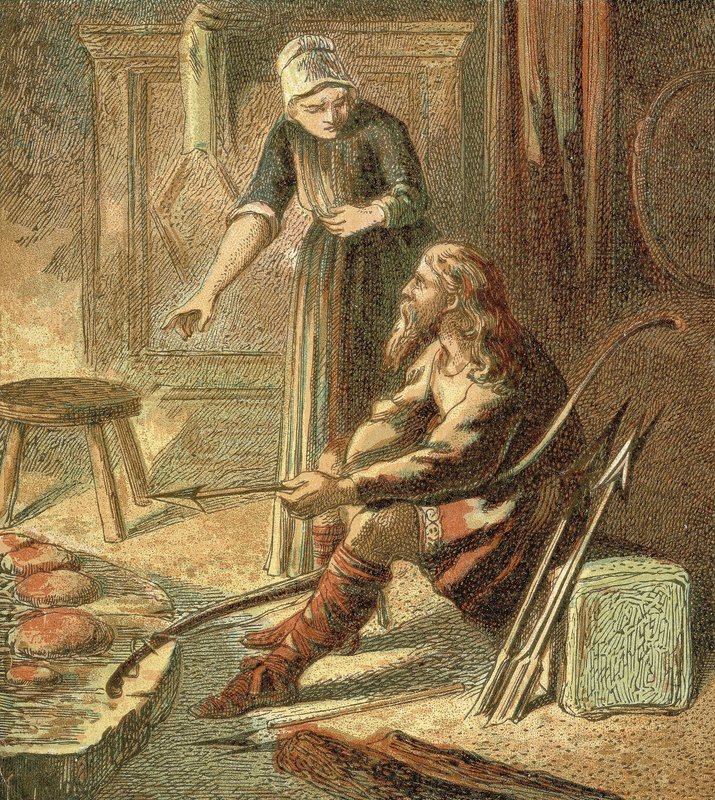 Król Alfred i Ciasta autorstwa English School