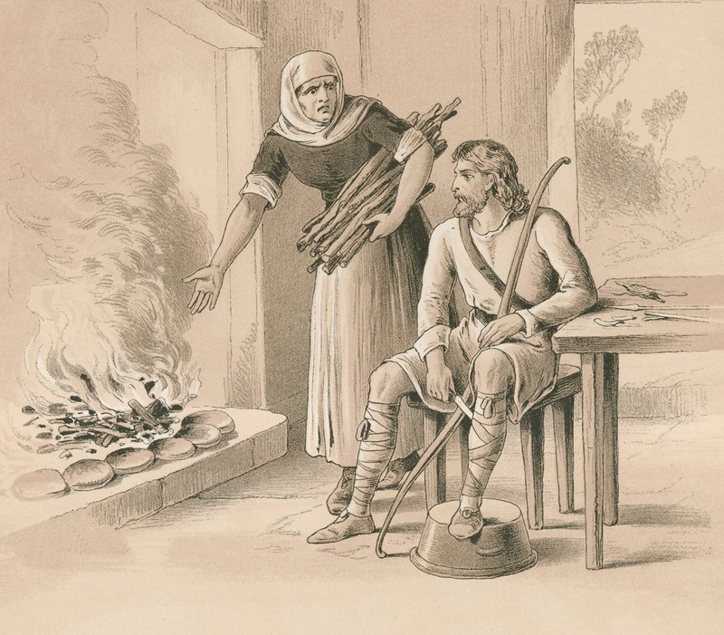 Król Alfred i ciasta autorstwa English School