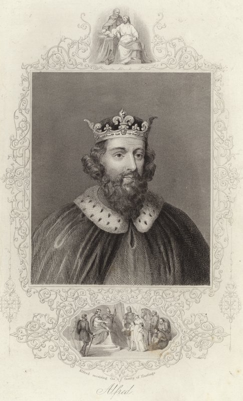 Król Alfred odbiera rodzinę Hastings autorstwa English School