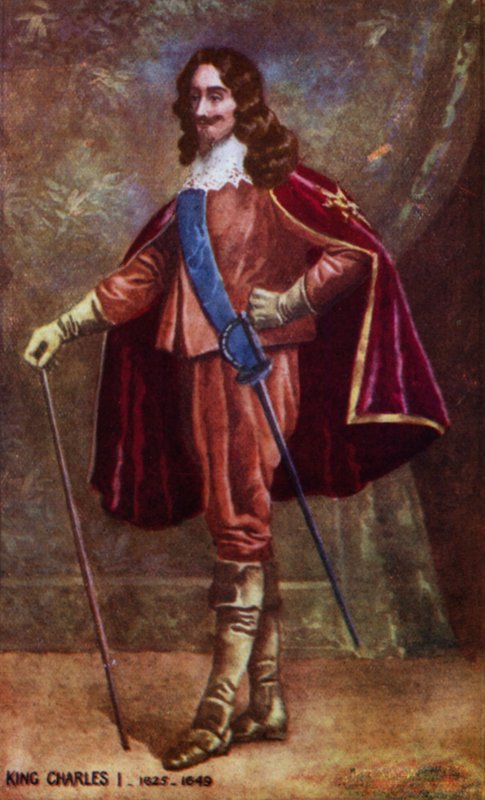 Król Karol I (kolorowa litografia) autorstwa English School