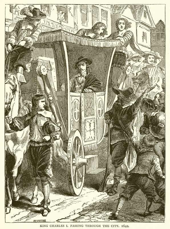 Król Karol I przechodzący przez miasto, 1642 autorstwa English School