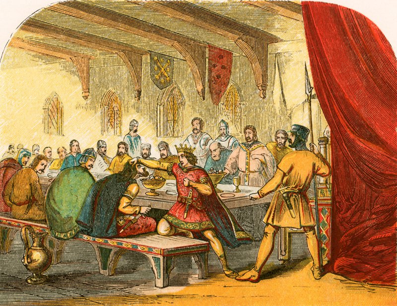 Król Edmund i rabusie autorstwa English School