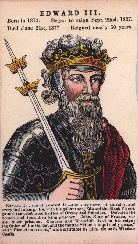 Król Edward III (kolorowy grawerunek) autorstwa English School